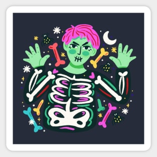 Illustration Zombie With Skeleton Sticker